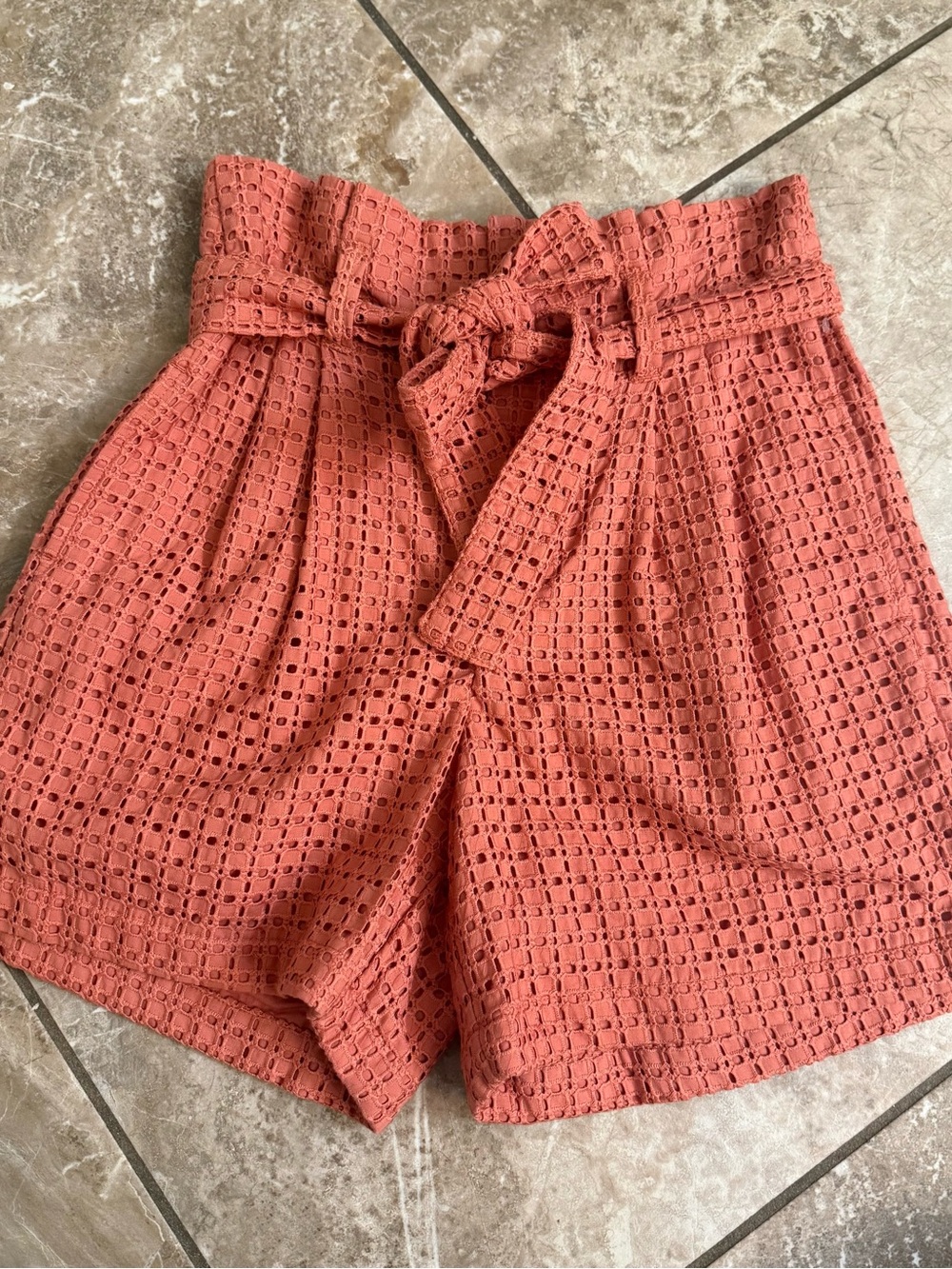 NWT a new day Coral Crochet High-Waist Tie-Front Shorts